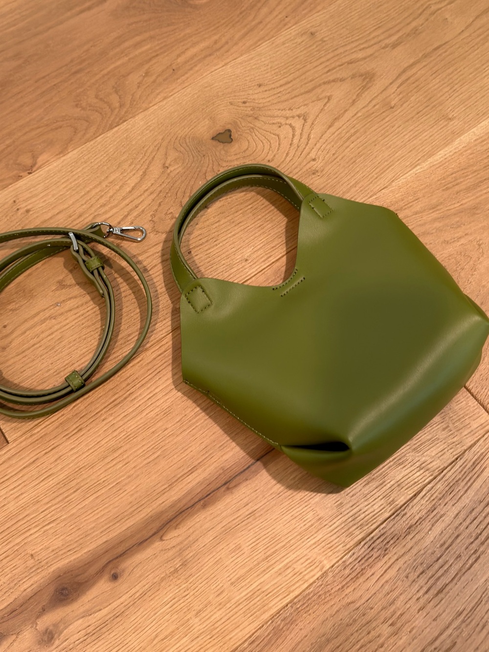 Olive Green Mini Tote Bag with Removable Strap
